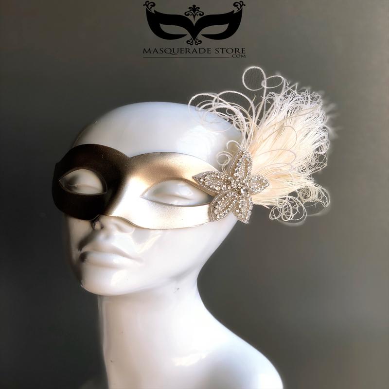 The Grace Mask - Cream Feathers