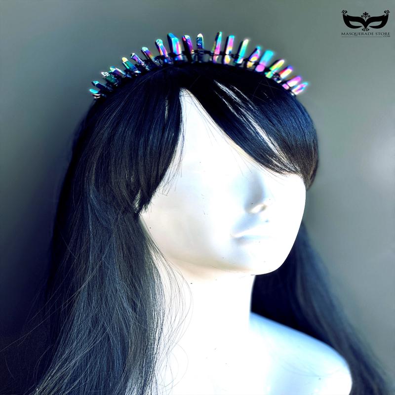 Obsidian Glow  Rainbow Quartz Headband