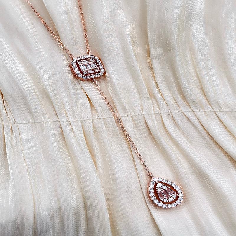 Crystal Cascade - Necklace (Rose Gold)