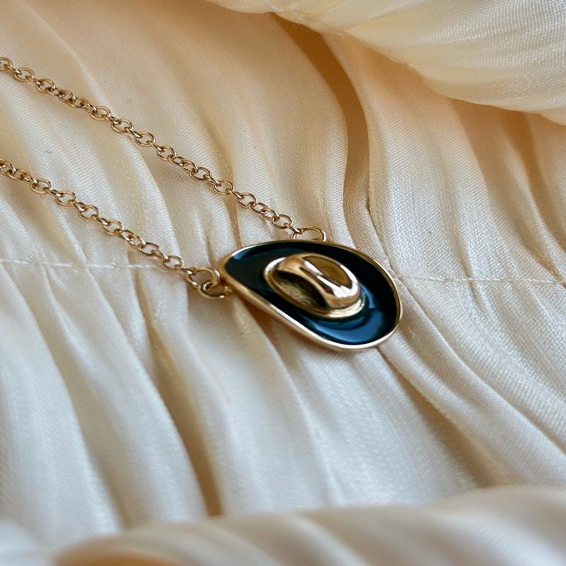 Cowboy Hat - Necklace (Gold/Dark Green)