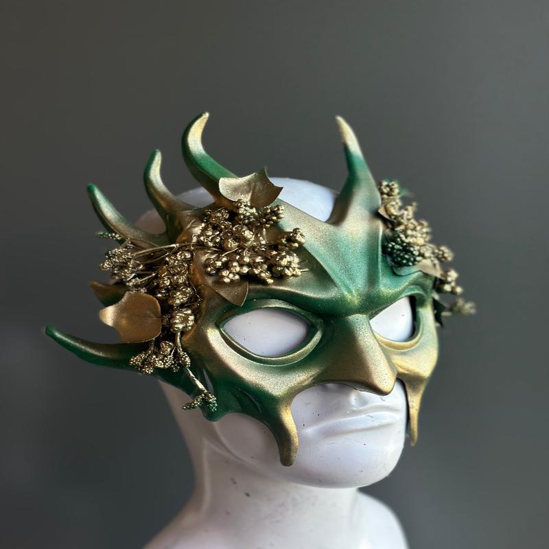 Forest Spirit Mask - Green & Gold