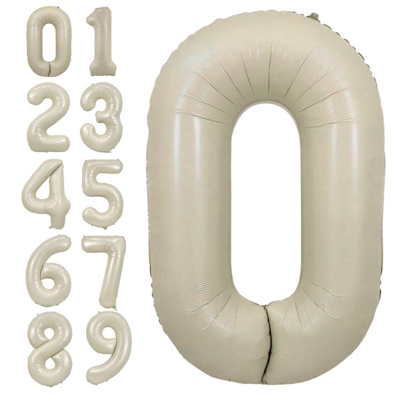 Cream 0-9 Number Foil Balloon, 34in