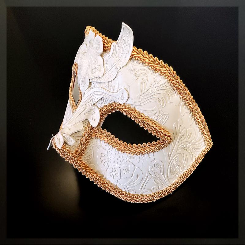 Baroque Mens Mask - Peach Ivory