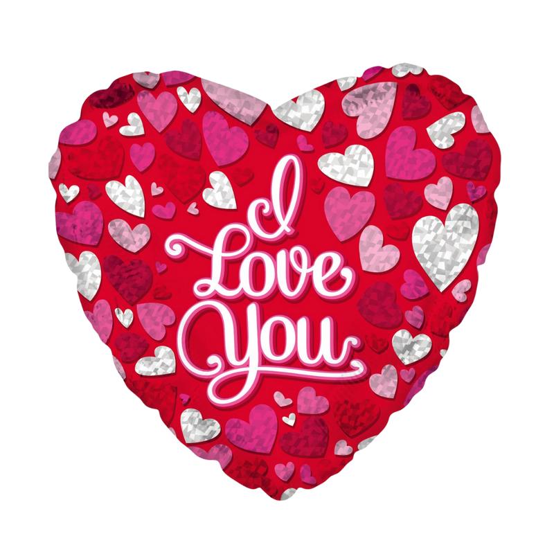 Red Prism Hearts Valentines Day  Foil Balloon, 18in