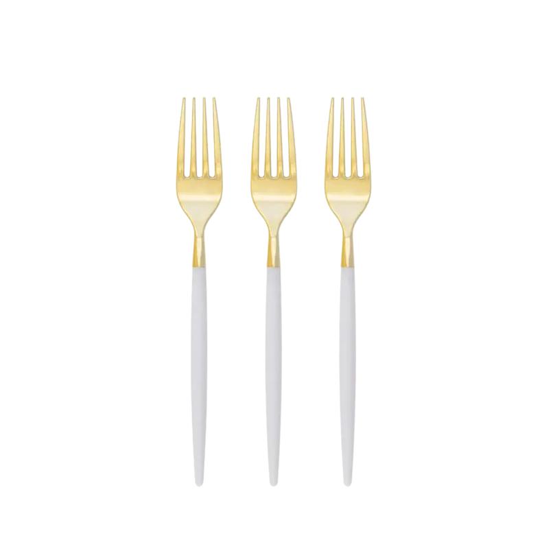 Clear and Gold Chic Plastic Forks - 32 pcs