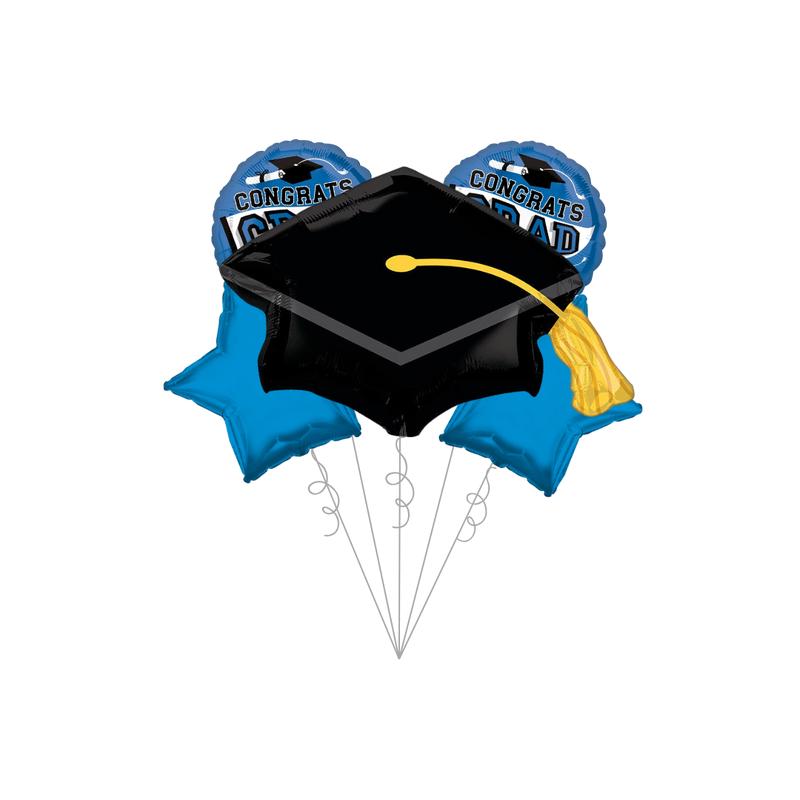 Blue \"Congrats Grad\" Basic  Balloon Bundle