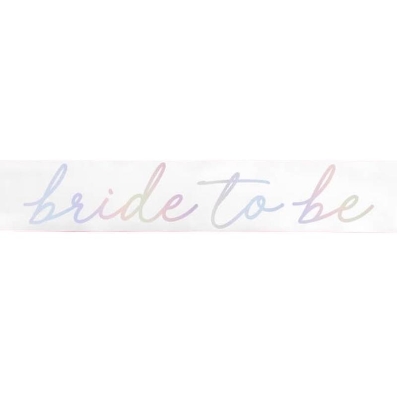 \"Bride to Be\" Iridescent White Bachelorette Party Sash