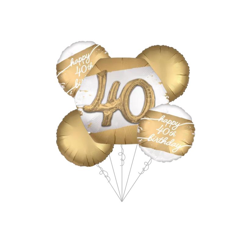 Golden Age 40th Birthday Basic Balloon Bundle