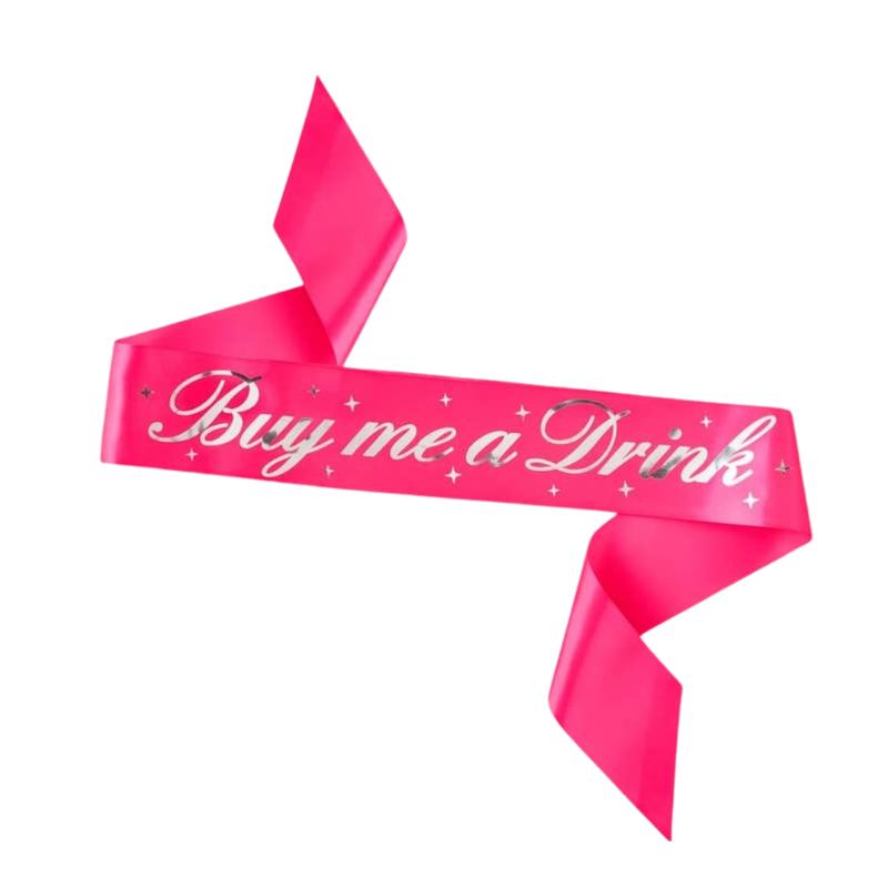 \"Buy Me A Drink\" Silver Stars Party Sash