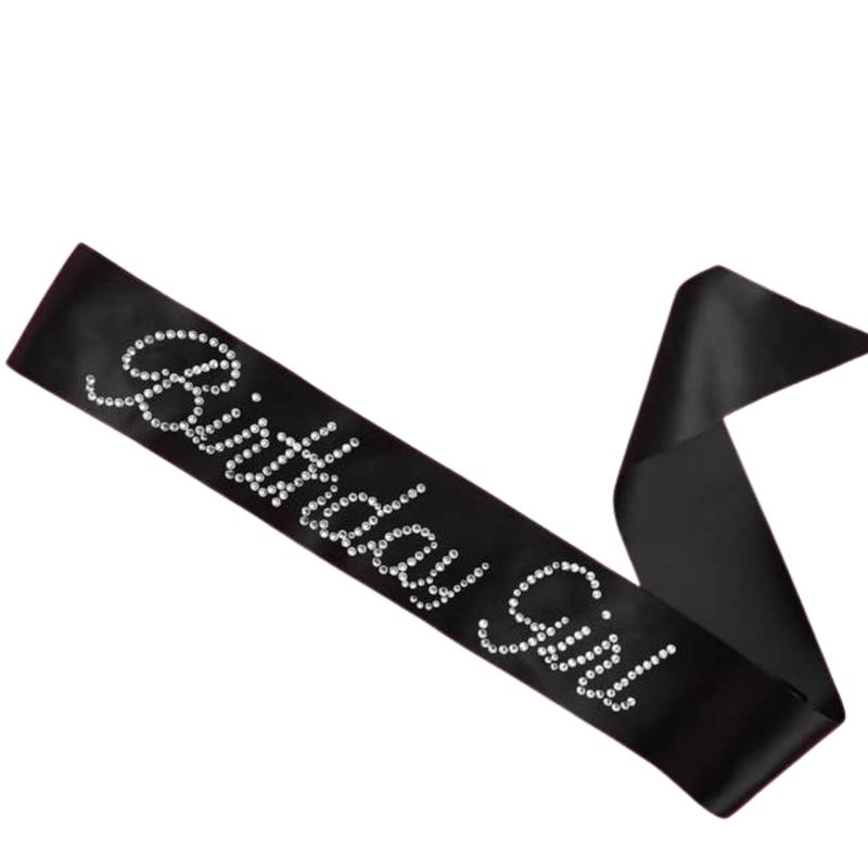 \"Birthday Girl\" Black Rhinestone Sash