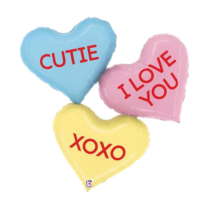 Conversation Heart Valentines Day Foil Balloon, 37in - Giant