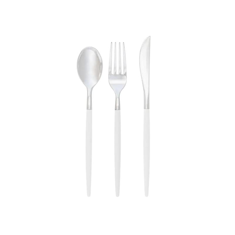 Clear and Silver Chic Plastic Cutlery Set - 32 pcs