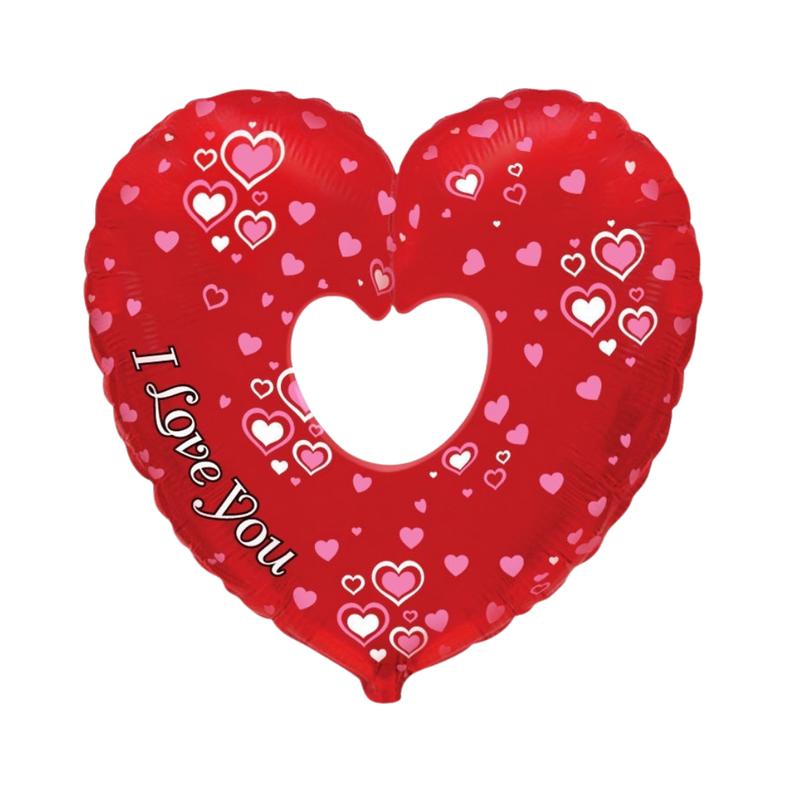 Red Pink Hearts Valentines Day Heart Foil Balloon, 24in