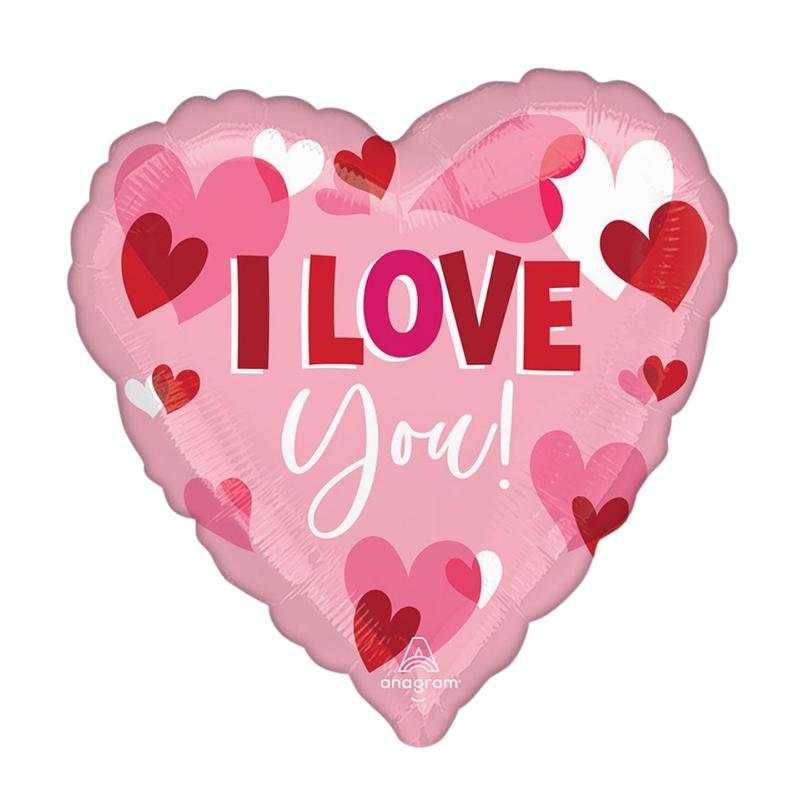 Pink \"I Love You\" Valentines Day Heart Foil Balloon, 28in