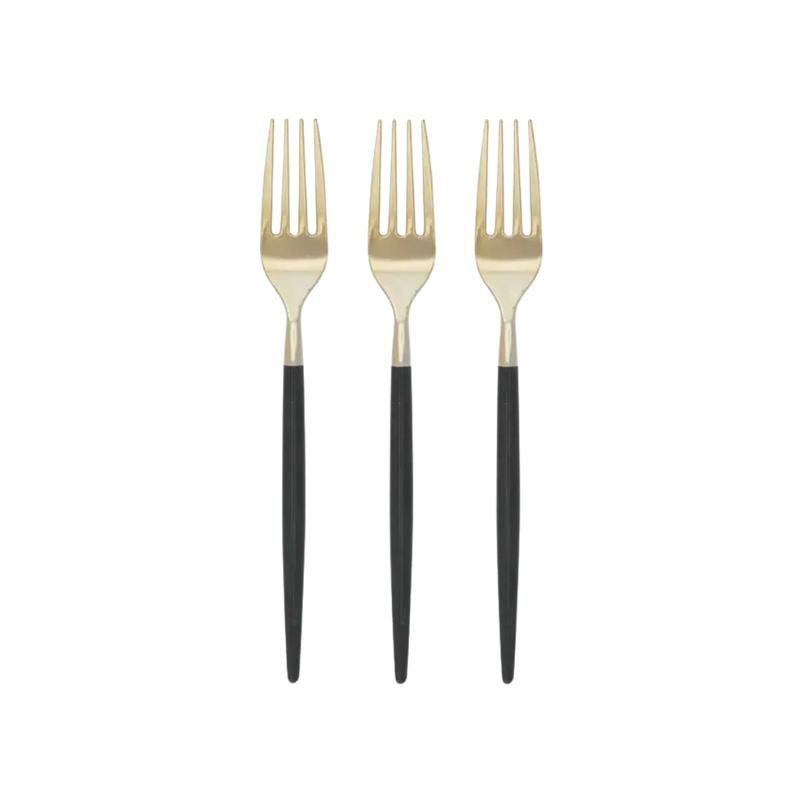 Emerald and Gold Chic Plastic Forks - 32 pcs