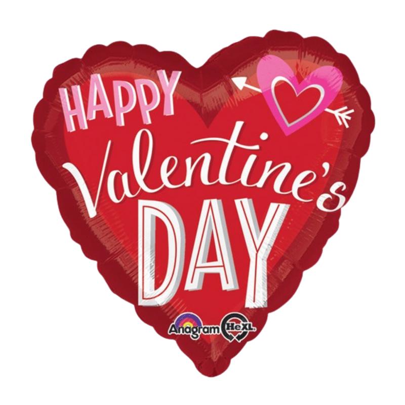 Red Valentines Day Heart Arrow Foil Balloon, 28in - Giant