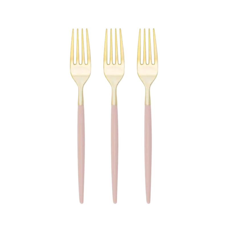 Blush and Gold Chic Plastic Forks - 32 pcs