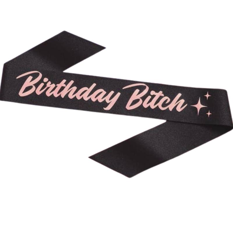 \"Birthday Bitch\" Black Glitter and Rose Gold Sash