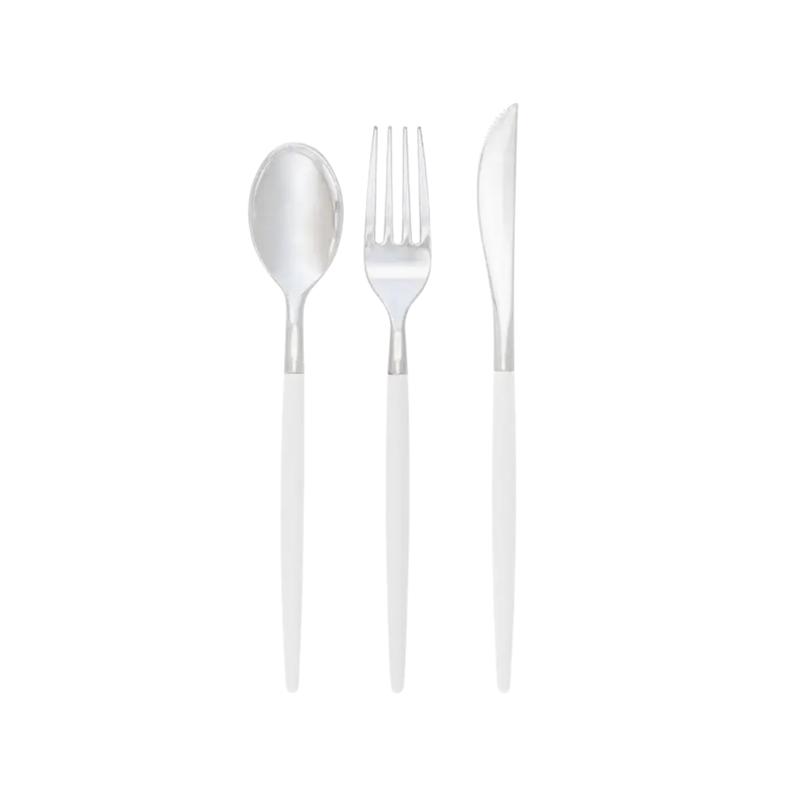 Clear and Silver Chic Plastic Forks - 32 pcs