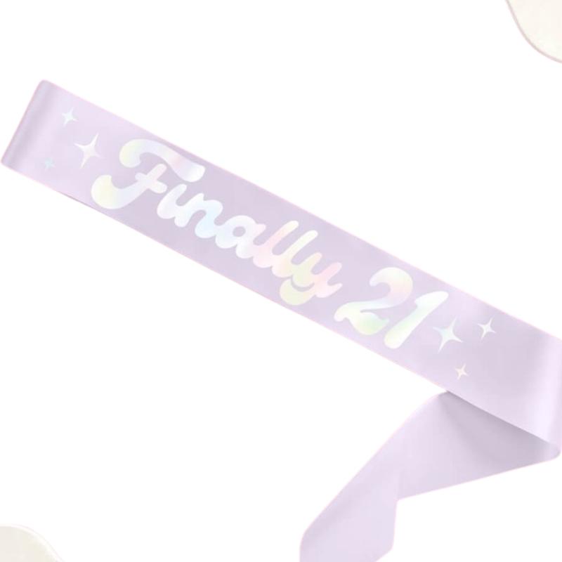 \"Finally 21\" Birthday Iridescent Purple Finally Legal Sash