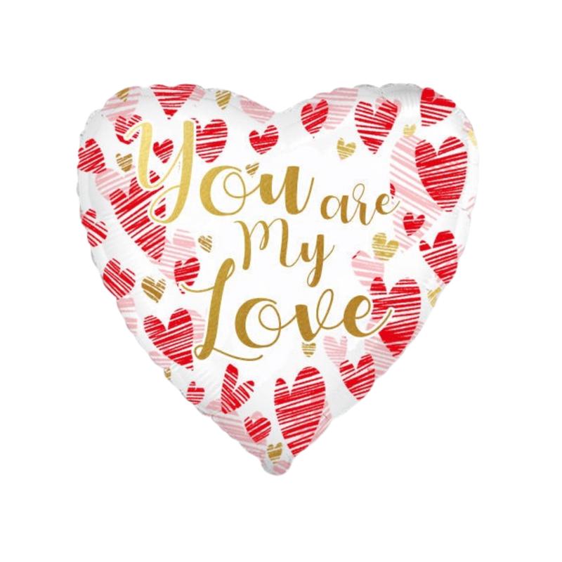 White Red \"You Are My Love\" Valentines Day Foil Balloon, 18in