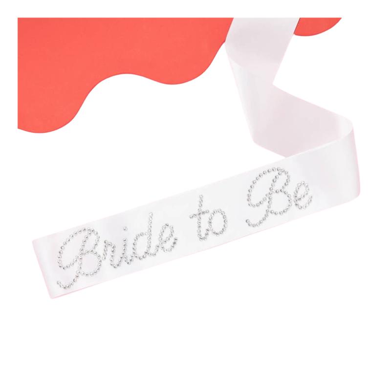 \"Bride to Be\" White Rhinestone Bachelorette Party Sash