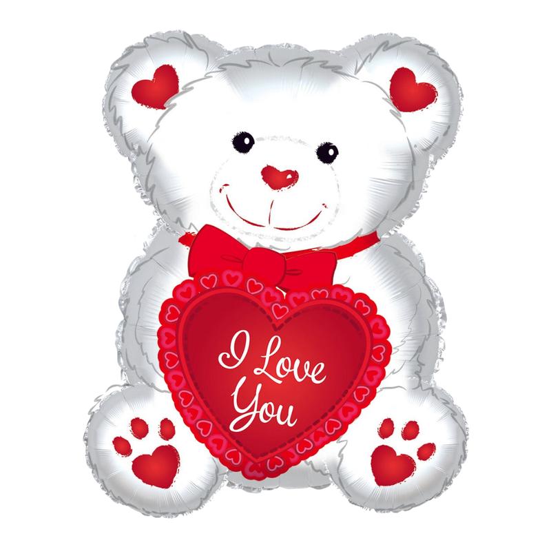 White Bear \"I Love You\" Foil Balloon, 20in