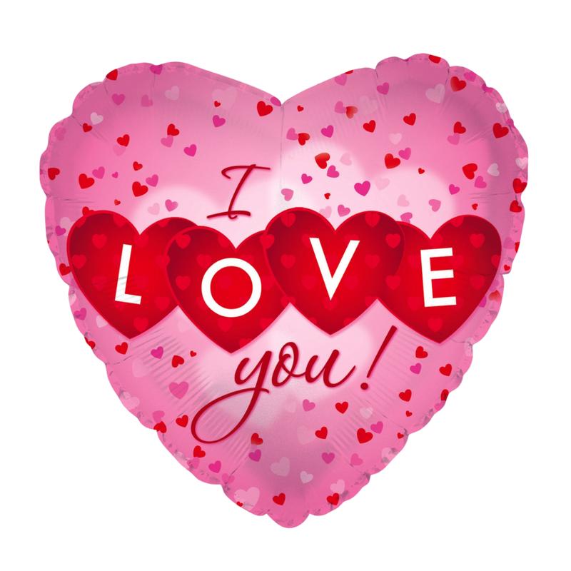 Pink \"I Love You\" Valentines Day Heart Foil Balloon, 18in