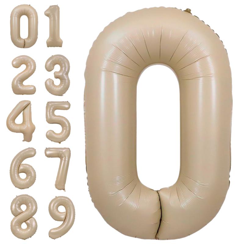 Caramel 0-9 Number Foil Balloon, 34in