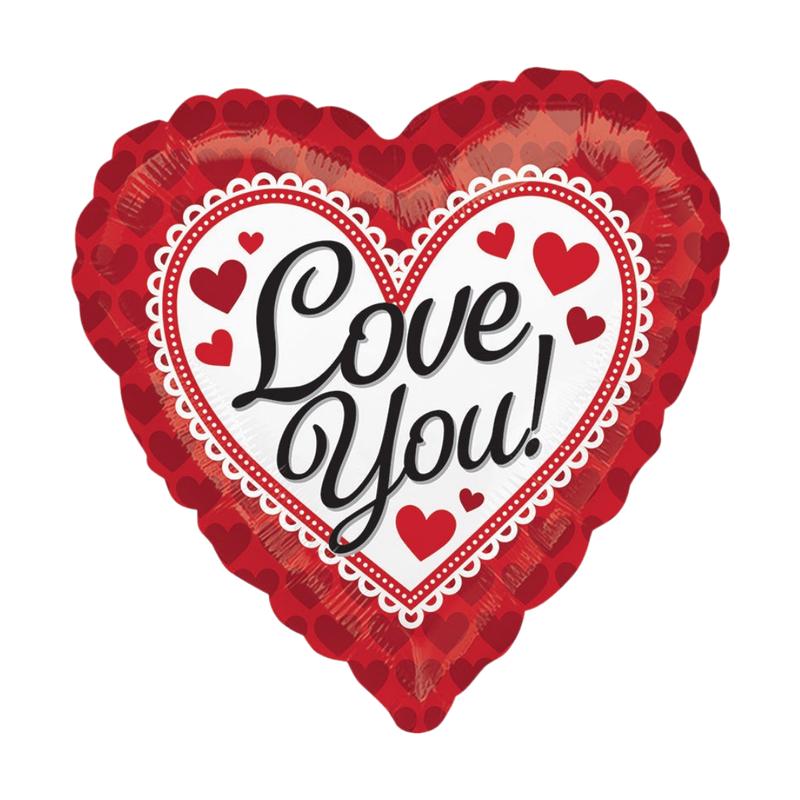 Red Heart Border Valentines Day Foil Balloon, 18in