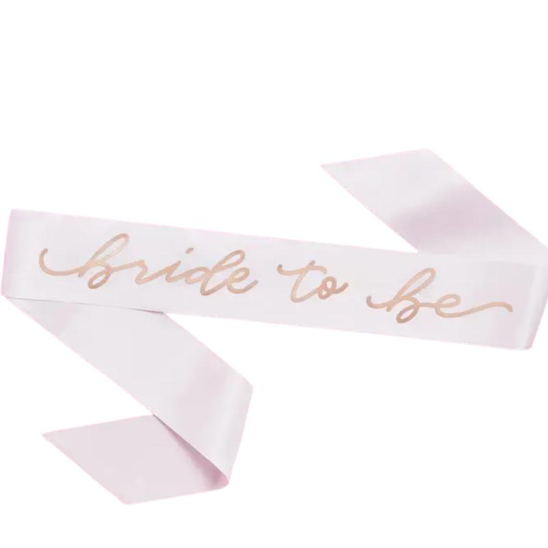 \"Bride to Be\" White and Rose Gold Bachelorette Party Sash
