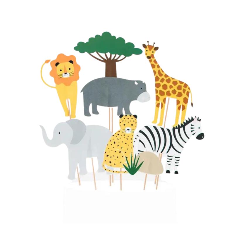 Safari Animals Cake Toppers - 6 Pcs