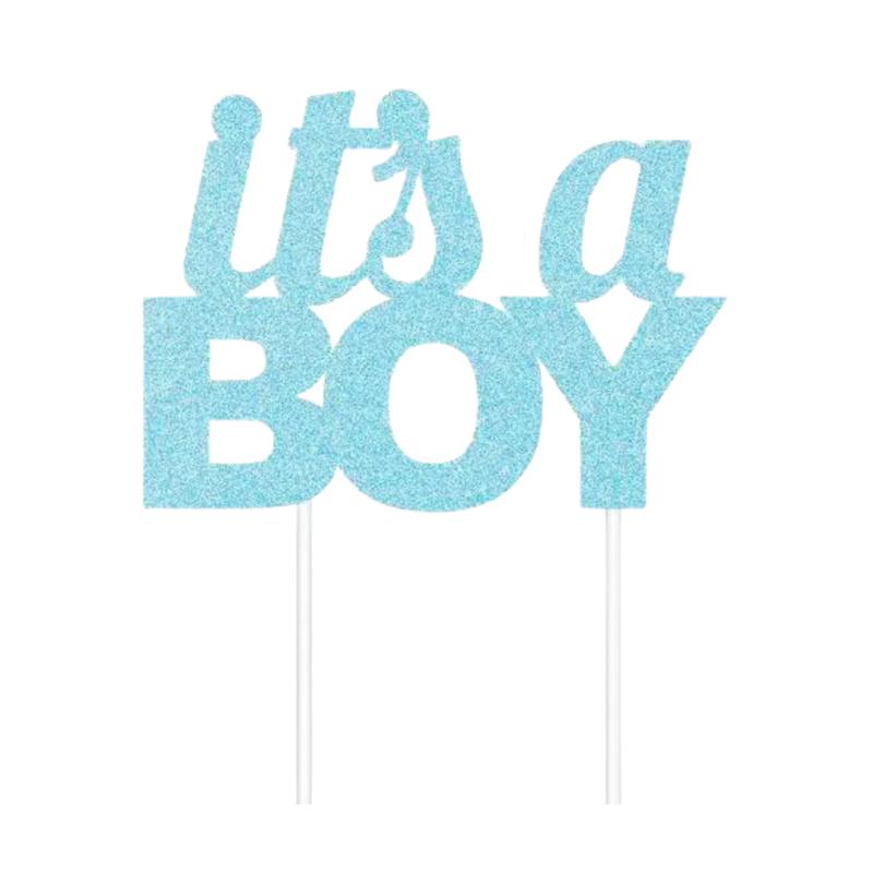 Blue Glitter \"It\'s a Boy\" Cake Topper