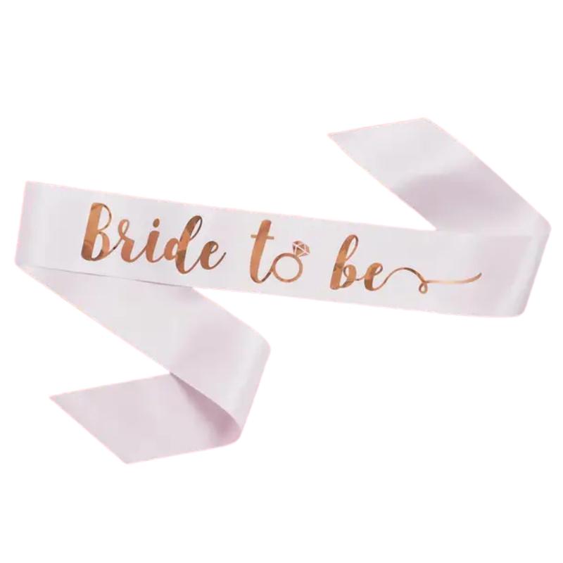 \"Bride to Be\" White and Rose Gold Bachelorette Party Sash
