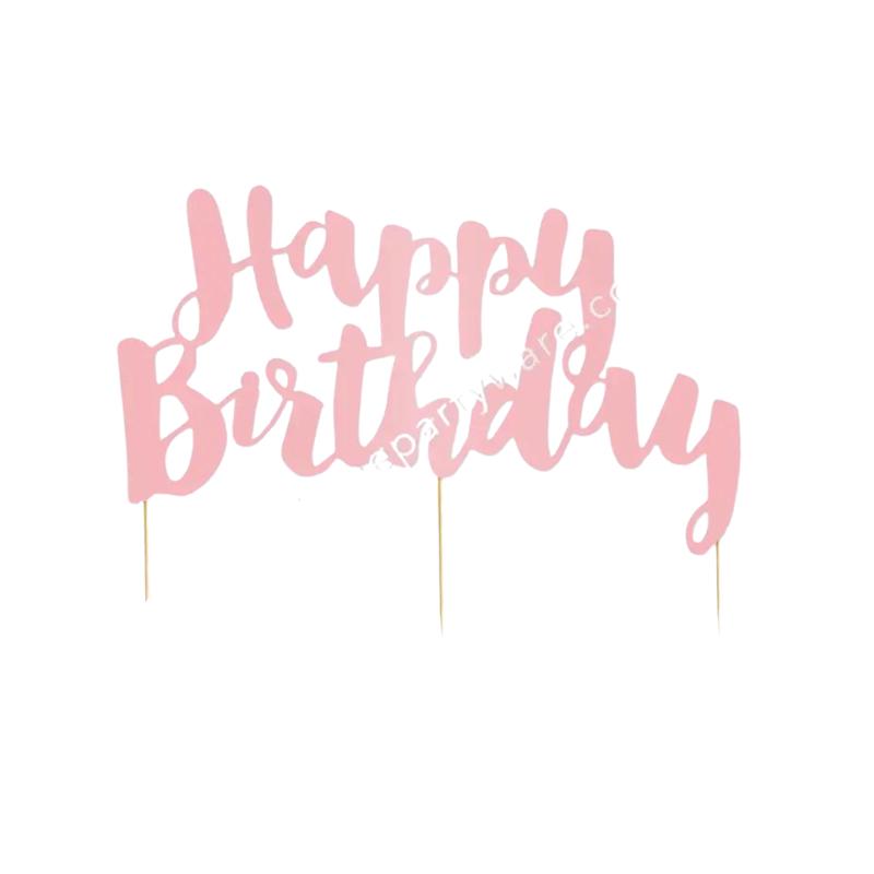 Pink \"Happy Birthday\" Cake Topper