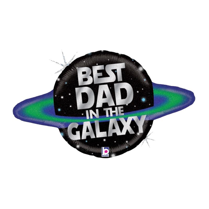Black and Silver Best Dad in the Galaxy Foil Balloon, 31in