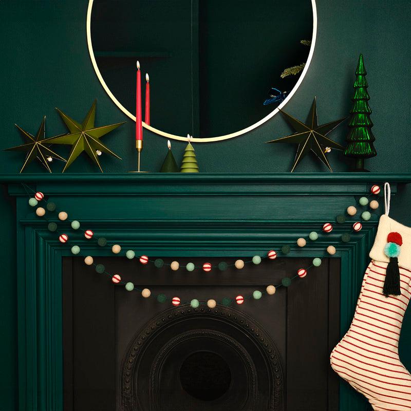 Felt Garland - Green and Red Candy Cane