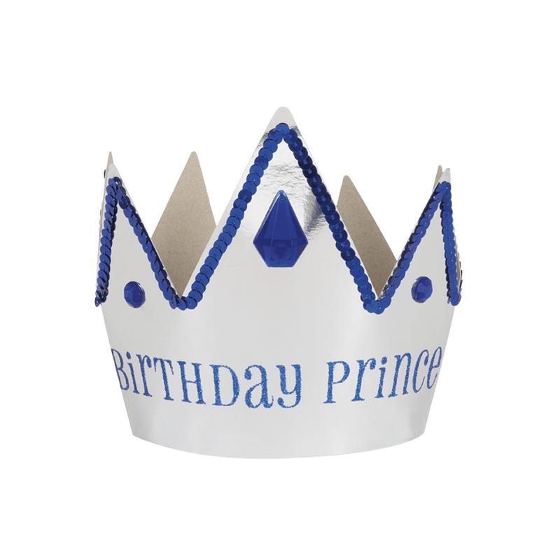 \"Birthday Prince\" White & Blue Crown