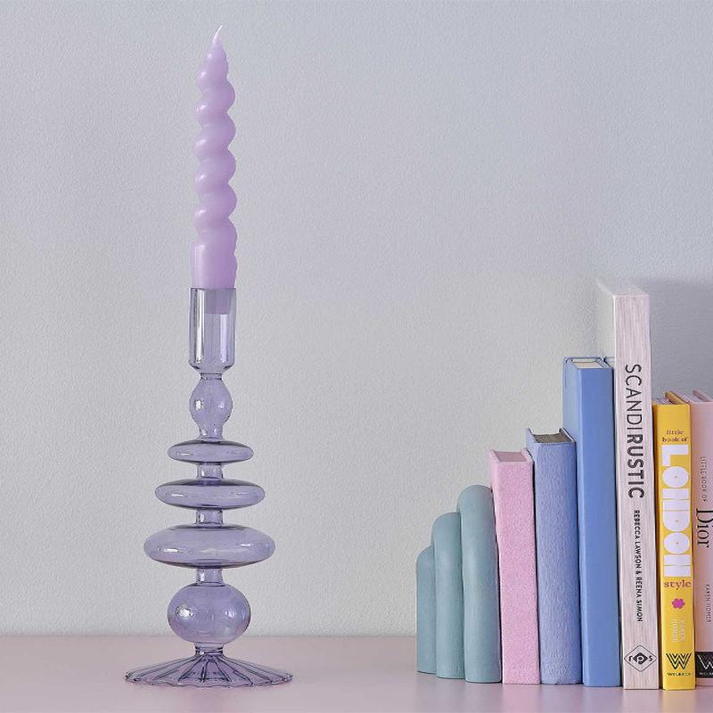 Pastel Wave Lilac Glass Bubble Candle Holder