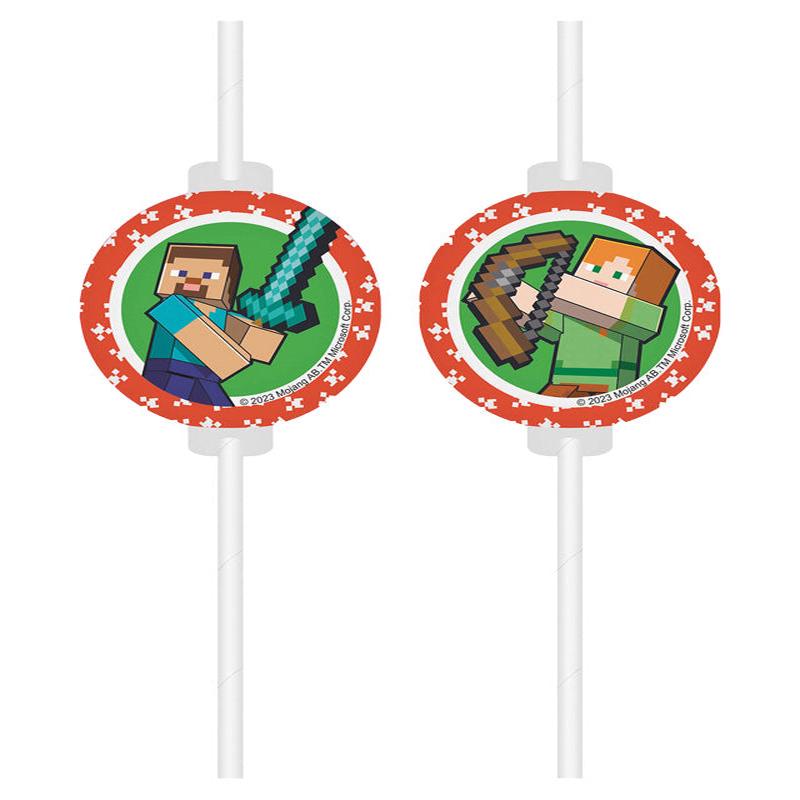 Minecraft Party Paper Straws (4pk)