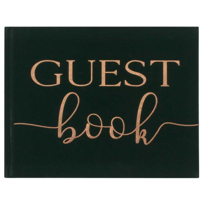 Botanical Wedding Green Velvet Guest Book