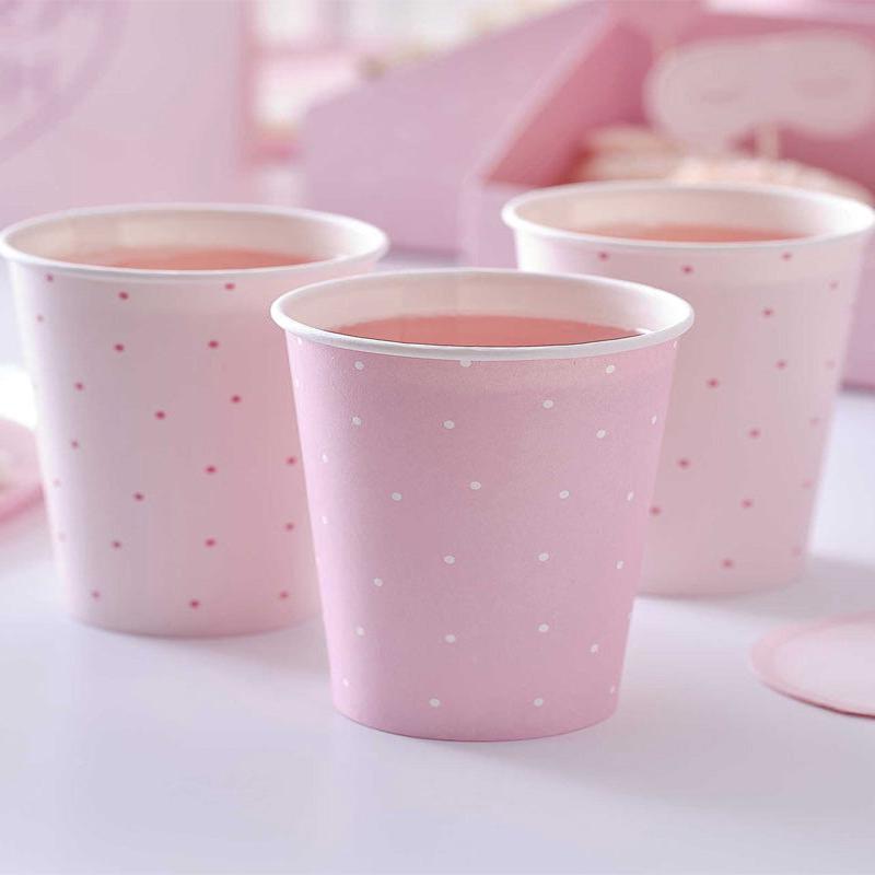 Pamper Party Pink Polka Dot Paper Cups (8pk)