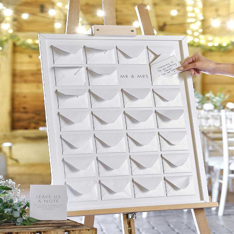 Rustic Romance Wooden Frame and Envelope Wedding Guest Book Alternative - 72cm x 52cm