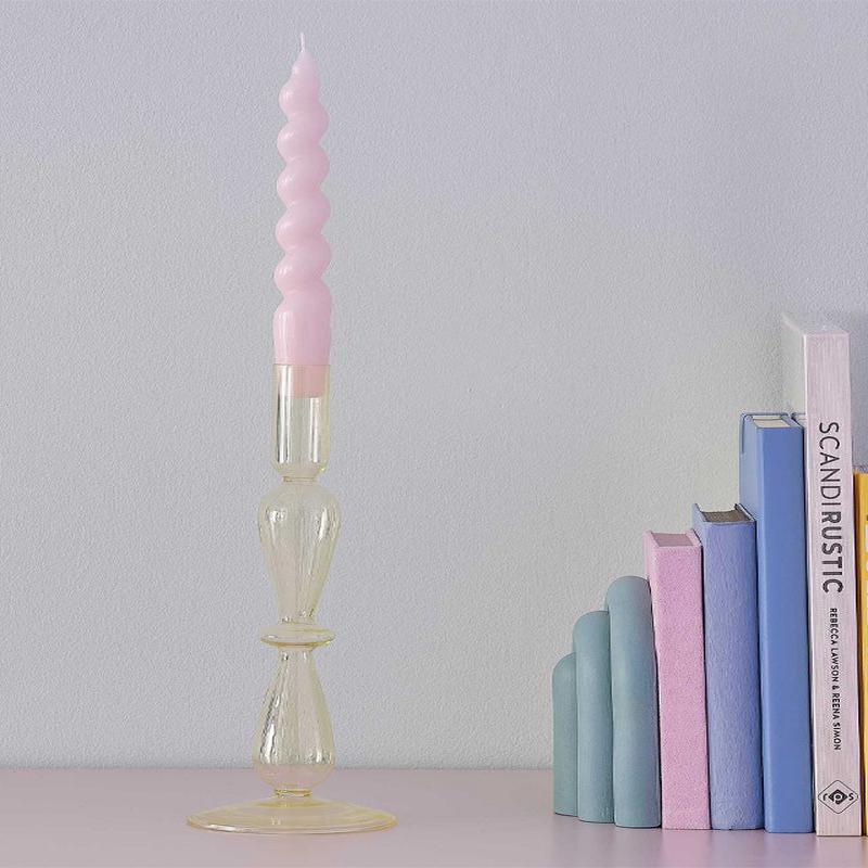 Pastel Wave Yellow Glass Bubble Candle Holder