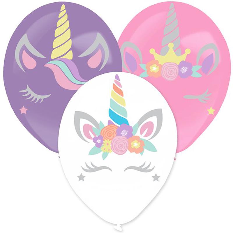 Unicorn Balloons with Stickers set - 14\" Latex (3pk)