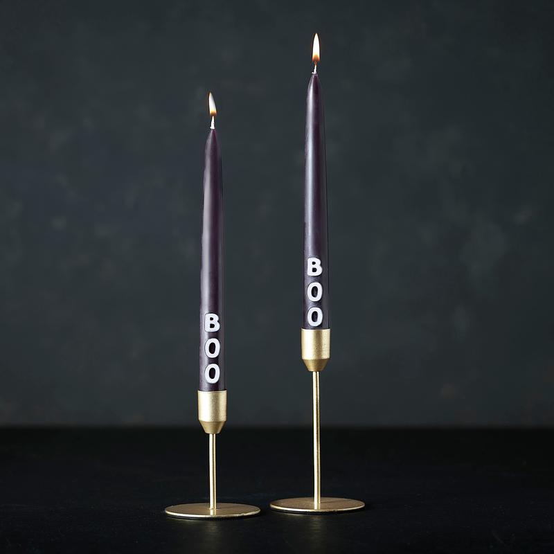 Tapered Black \'Boo\' Candles - (2PK)