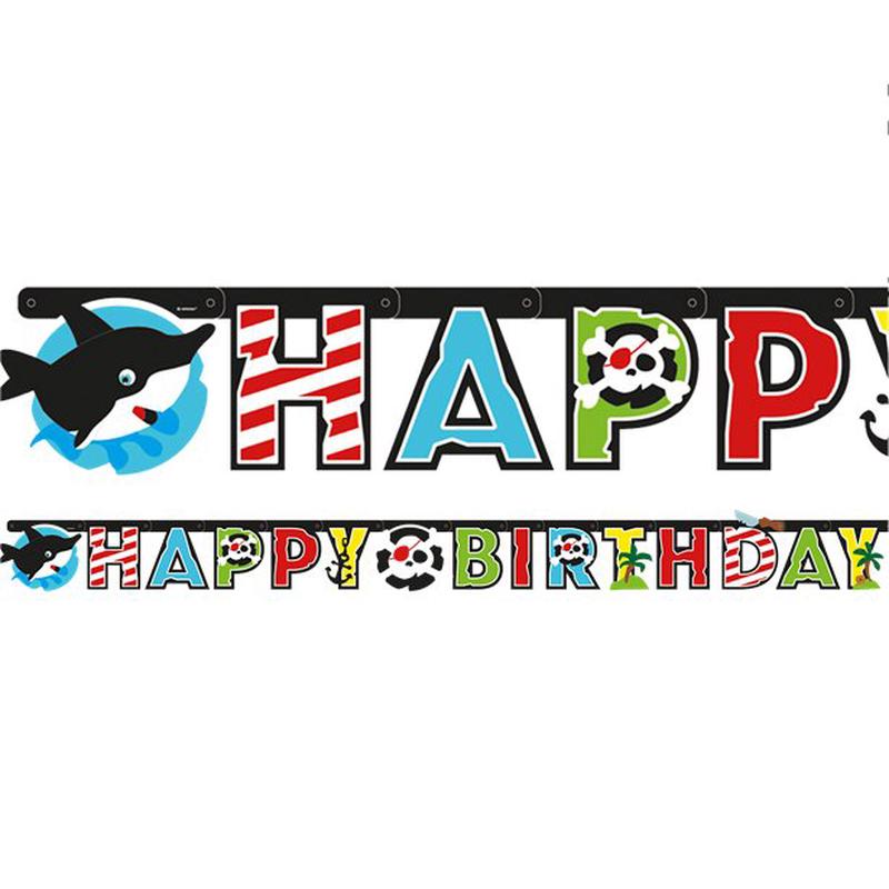 Captain Pirate \'Happy Birthday\' Paper Banner - 1.8m