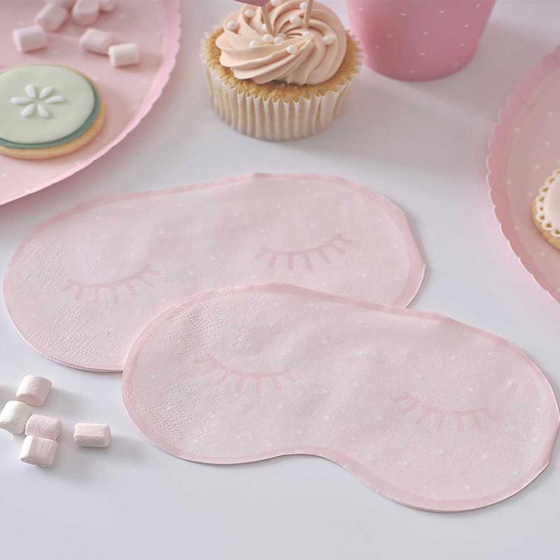 Pamper Party Pink Eye Mask Paper Napkins - 16.5cm x 9.4cm (16pk)
