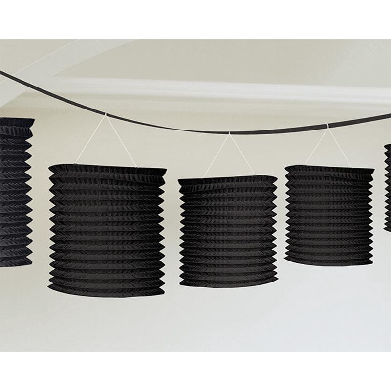 Black Paper Lantern Garland Decoration - 3.7m