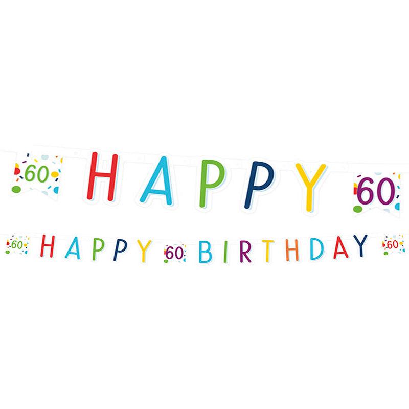 Confetti Birthday Age 60 Letter Banner - 1.8m